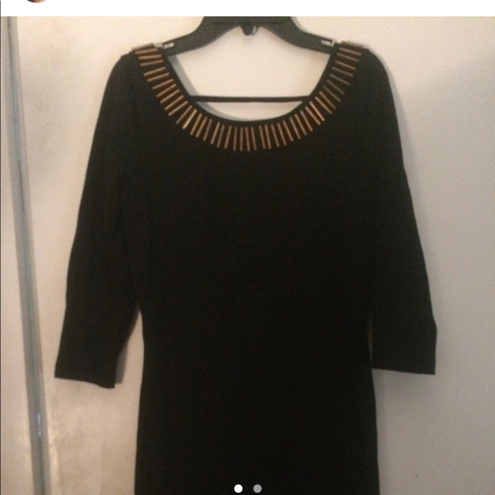 black and gold embellishments bodycon dress